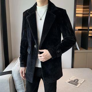 Single-button Fluffy Coat