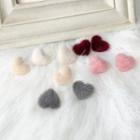 Heart Shape Pom Pom Stud Earring