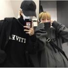 Couple Matching Letter Print Turtleneck Sweater