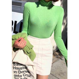 Turtleneck Neon-color Fitted Top
