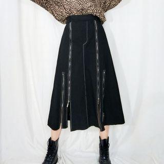 Zip-accent Midi Skirt