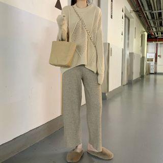 Perforated Sweater / Harem Knit Pants