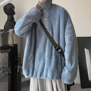 Stand Collar Furry Sweatshirt