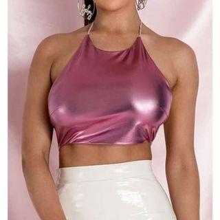 Faux Leather Halter Top