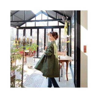 Raglan-sleeve Floral Embellished Coat