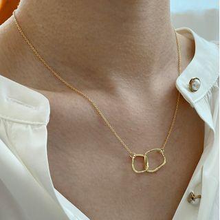 Stainless Steel Irregular Hoop Pendant Necklace E61 - Gold - One Size