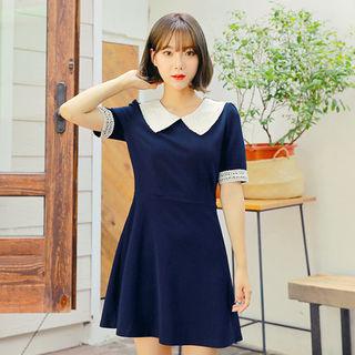 Lace-collar A-line Dress
