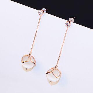 Cat Eye Stone Dangle Earring Rose Gold - One Size