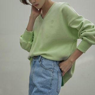 V-neck Logo-embroidered Sweatshirt