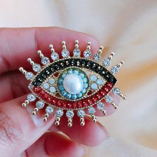 Evil Eye Rhinestone Brooch