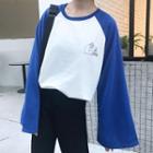 Long-sleeve Color Block Print T-shirt