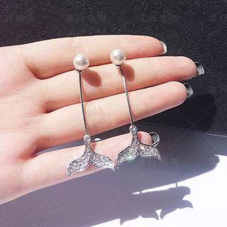 Mermaid Tail Dangle Earring 1 Pair - Silver - One Size