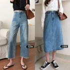 Crop Straight Fit Jeans / Denim Midi A-line Skirt