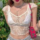 Cap-sleeve Lace Cropped Top
