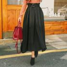 Belted Paperbag-waist Long Skirt