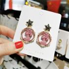 Embossed Face Drop Earring 1 Pair - As Shown In Figure - One Size