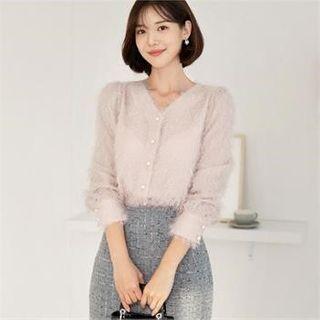 V-neck Furry Blouse