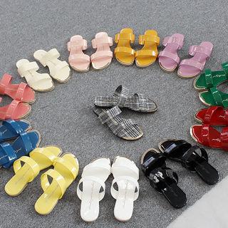 Colored Double-strap Slide Sandals