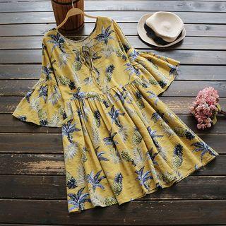 Pineapple Elbow-sleeve Dress