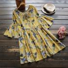 Pineapple Elbow-sleeve Dress