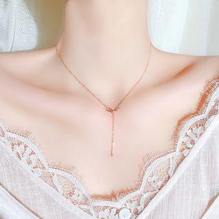 925 Sterling Silver Bow & Bar Pendant Y Necklace