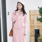 Set: Collared Sweater + Midi Skirt