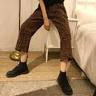 Leopard Patterned Cropped Straight-leg Pants