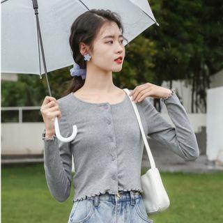 Lettuce Edge Cardigan Gray - One Size
