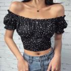 Star Print Off-shoulder Blouse