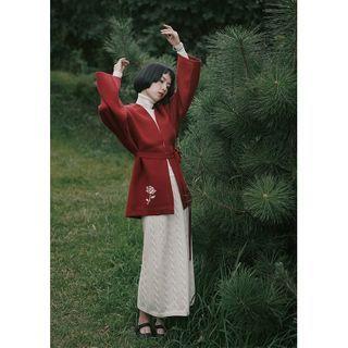 Sashed Cardigan As Shown In Figure - One Size