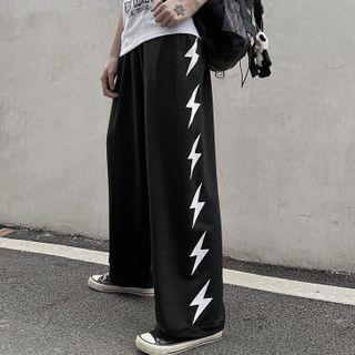 Lightening Print Wide-leg Pants