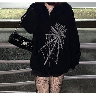 Spider Web Print Hoodie