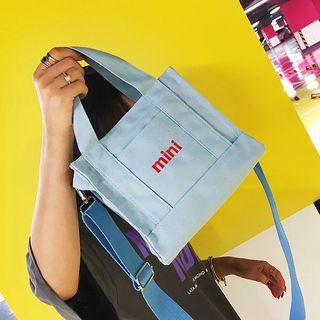 Lettering Mini Crossbody Canvas Bag