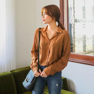 Notched-collar Textured Shirt