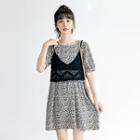 Set : Knit Sleeveless Top + Floral Dress