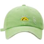 Smiley Sun Embroidered Distressed Baseball Cap