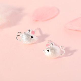 925 Sterling Silver Mouse Earring 1 Pair - As Shown In Figure - One Size