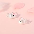 925 Sterling Silver Mouse Earring 1 Pair - As Shown In Figure - One Size