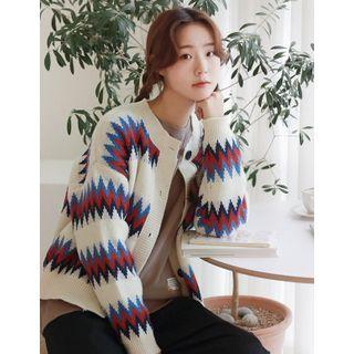 Crewneck Chevron Cardigan