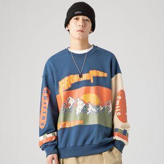 Color Block Print Sweatshirt