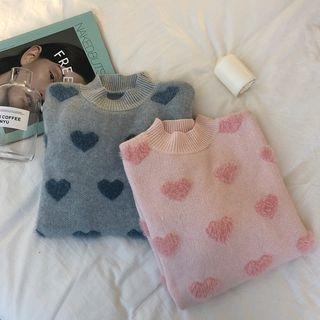 Heart Long Sleeve Knit Pullover