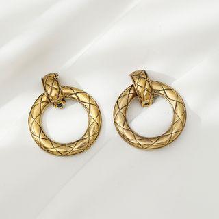 Alloy Hoop Earring 1 Pair - Clip-on Earrings - Gold - One Size