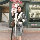 Faux Fur Lined Plaid Buttoned Hooded Coat