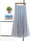 Mesh Overlay Glitter Skirt Grayish Blue - One Size