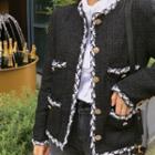 Pocket-detail Contrast-trim Tweed Jacket