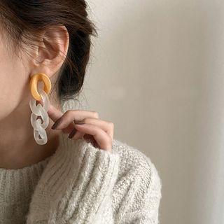 Chunky Chain Acrylic Dangle Earring 1 Pair - Yellow & Transparent White - One Size