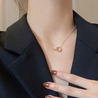 Rhinestone Interlocking Hoop Pendant Necklace Necklace - One Size