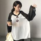 Color Panel Raglan Sleeve Sweater