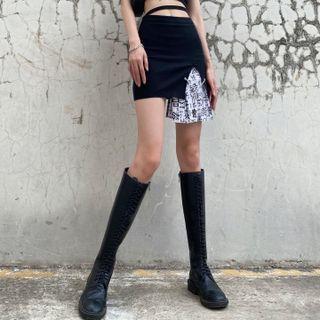 Mock Two Piece Pattern Skirt