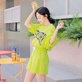 Letter T-shirt & Sweat Shorts Set